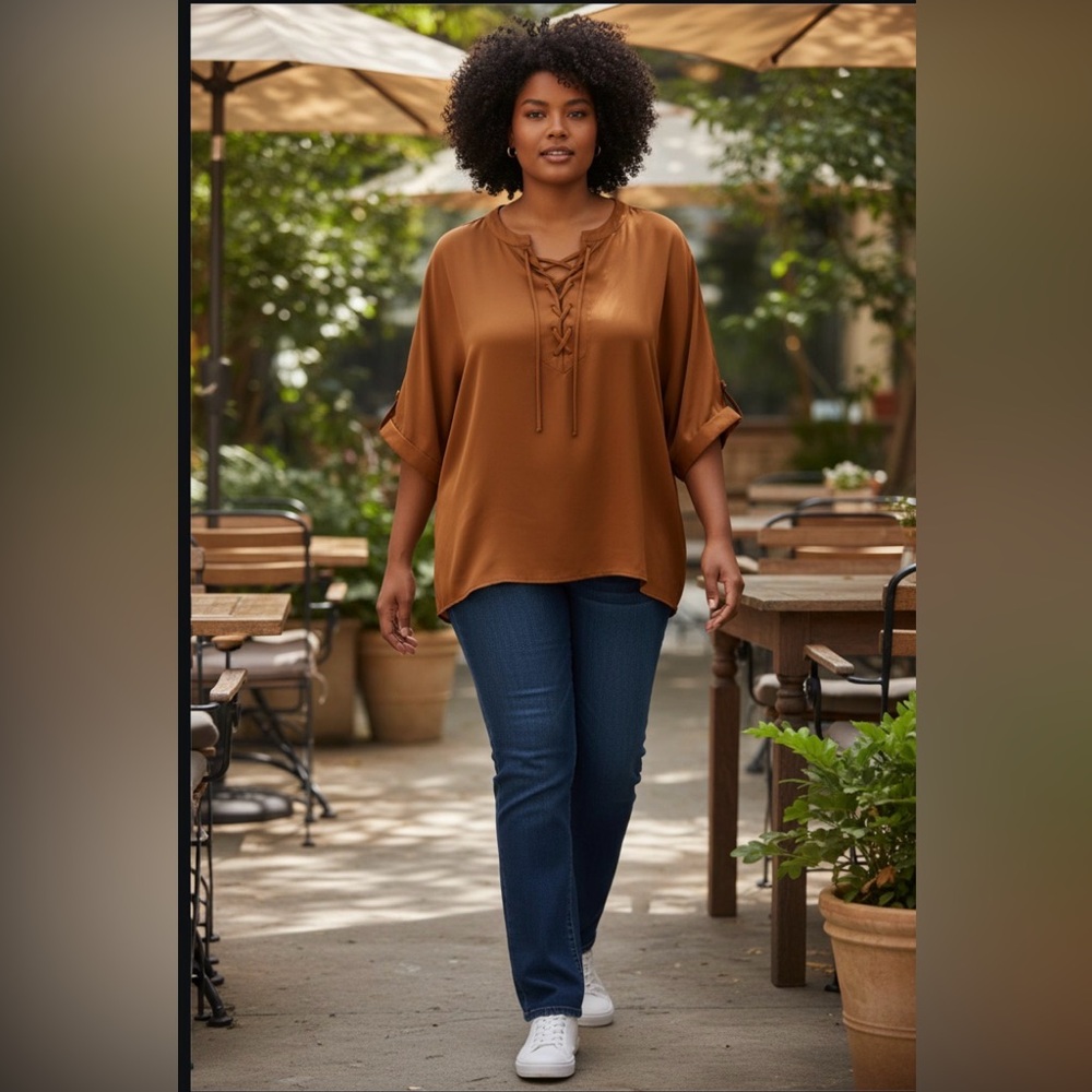 Stylish Women's Brown Blouse with Tie Detail
